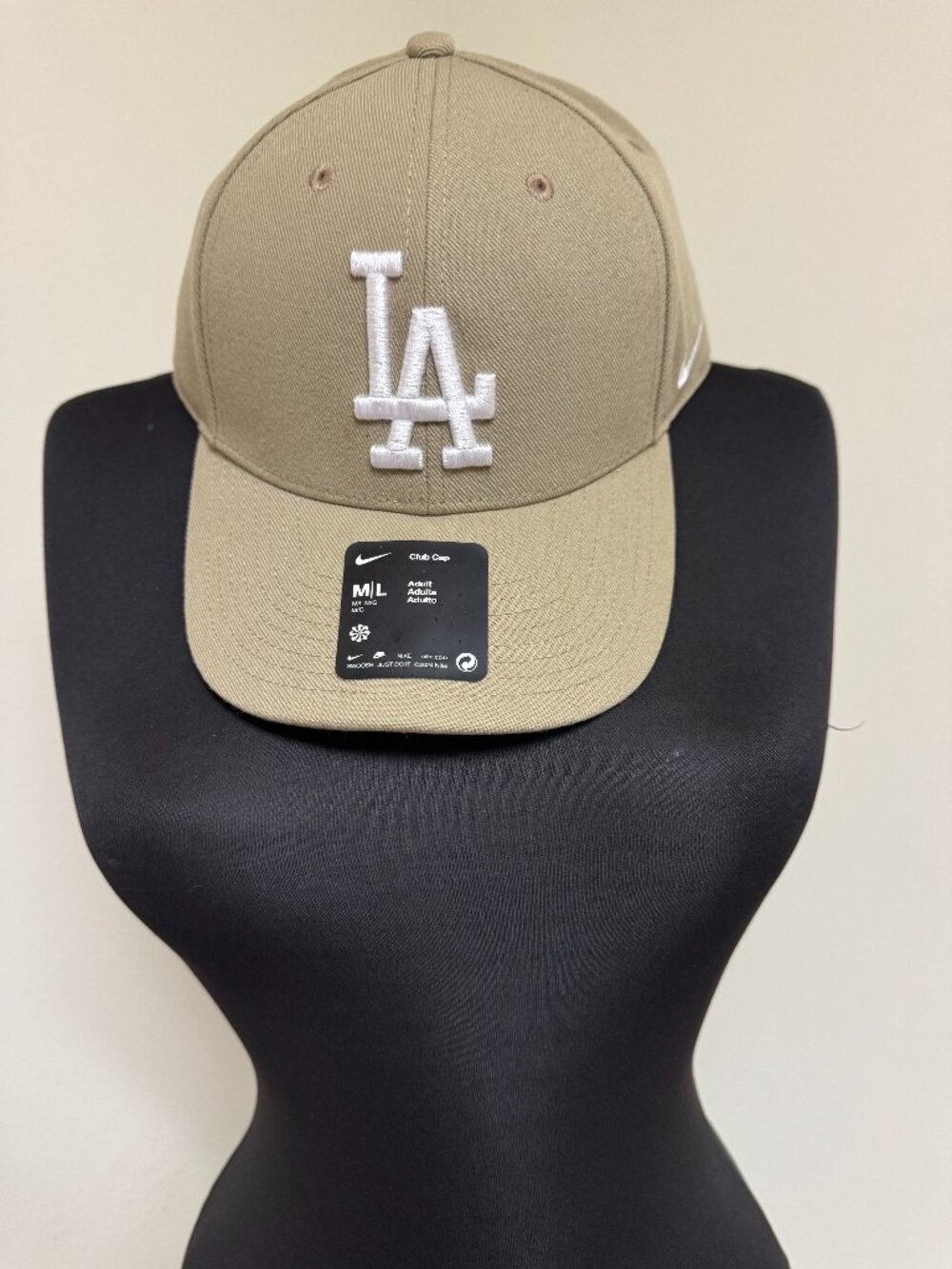 NWT Nike Los Angeles Dodgers Club Cap Hat Khaki Tan Beige M/L Adjustable